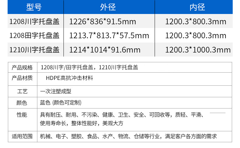 托盘盖规格